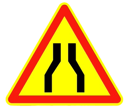 خطر مؤقت لطريق ضيقة من الجهتين