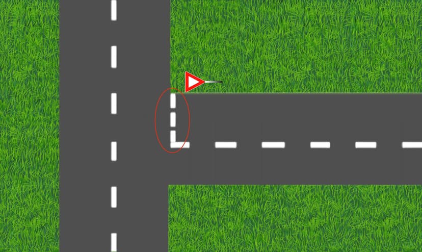 خط متقطع عرضي 'ليس لكم حق الأسبقية'