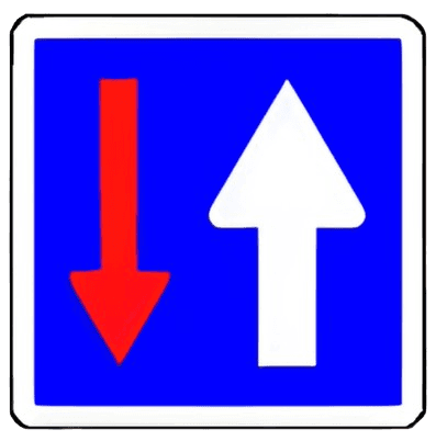 اللأولوية للمركبات اللي كتسير فاتجاه السهم اللأبيض
