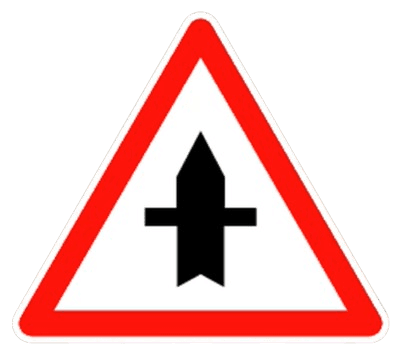 طريق ذات أسبقية المرور مع طريق أقل أهمية