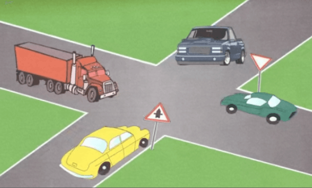 علامة الطريق الكبيرة في الصغيرة