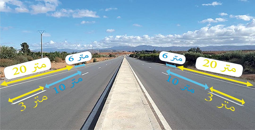 الخطوط المتقطعة في الطريق الوطنية